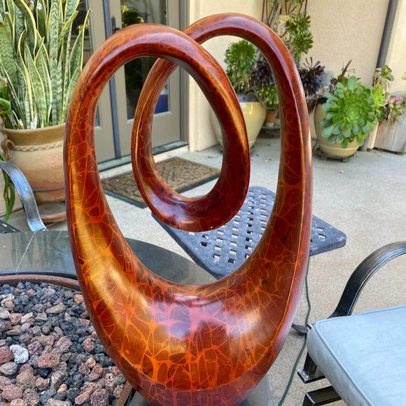 Brown Polystone 11" W x 20" H Abstract Sculpture Large Modern Contemporary